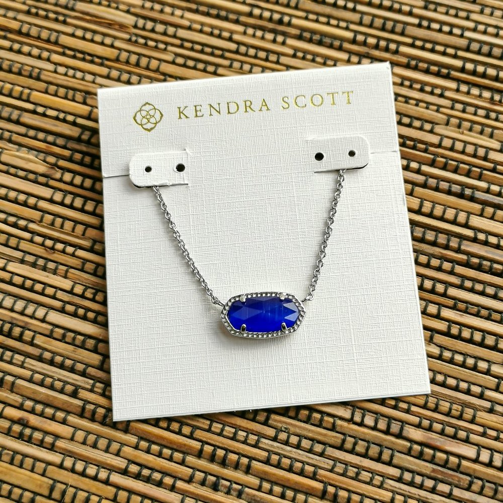 Kendra Scott Elisa Silver Blue Cats Eye Necklace